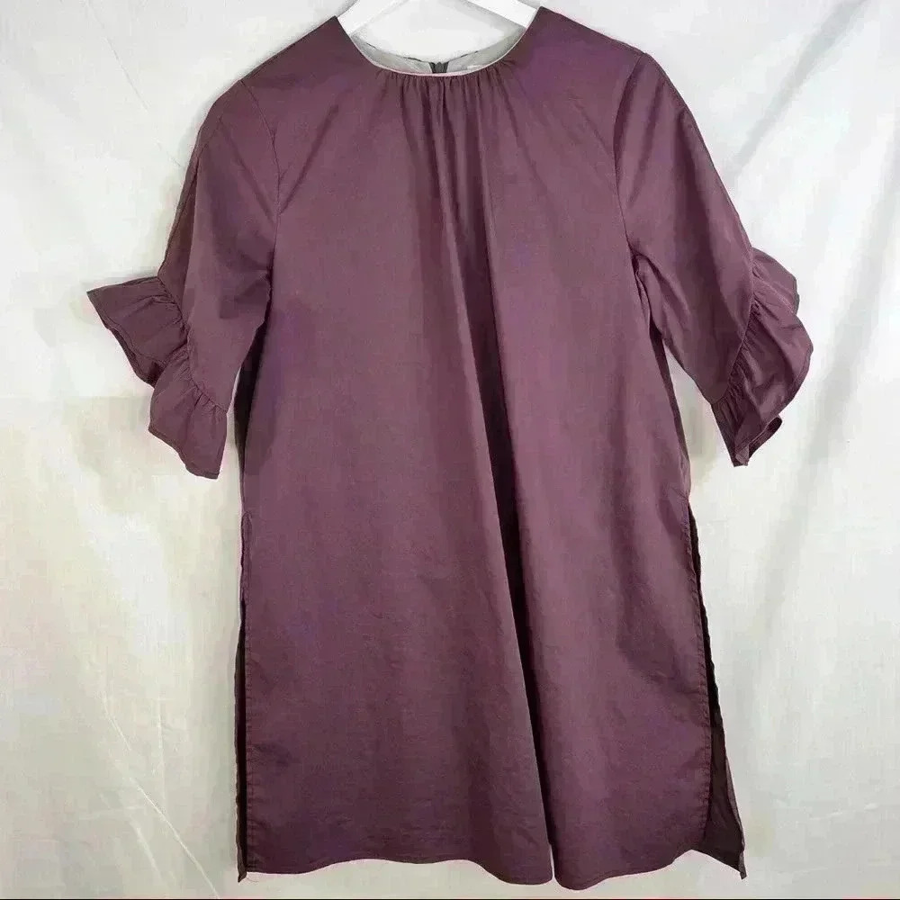 Anthropologie THML Womens Romper/Dress Sz S Bell Sleeve Plum Color Casual Beach